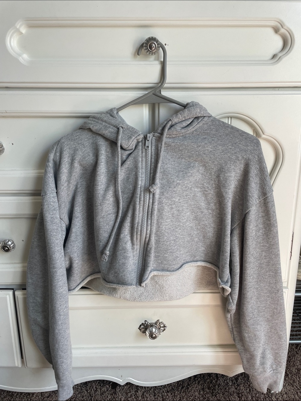 Forever 21 Light Gray Cropped Zip Hoodie - Women